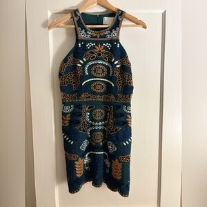 J.O.A. Teal Dress with Gold Detailing